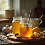 Amish Amoxicillin - Natural Remedy 14 Homemade Amish Amoxicillin in a mason jar with raw honey, garlic, lemon, and ginger