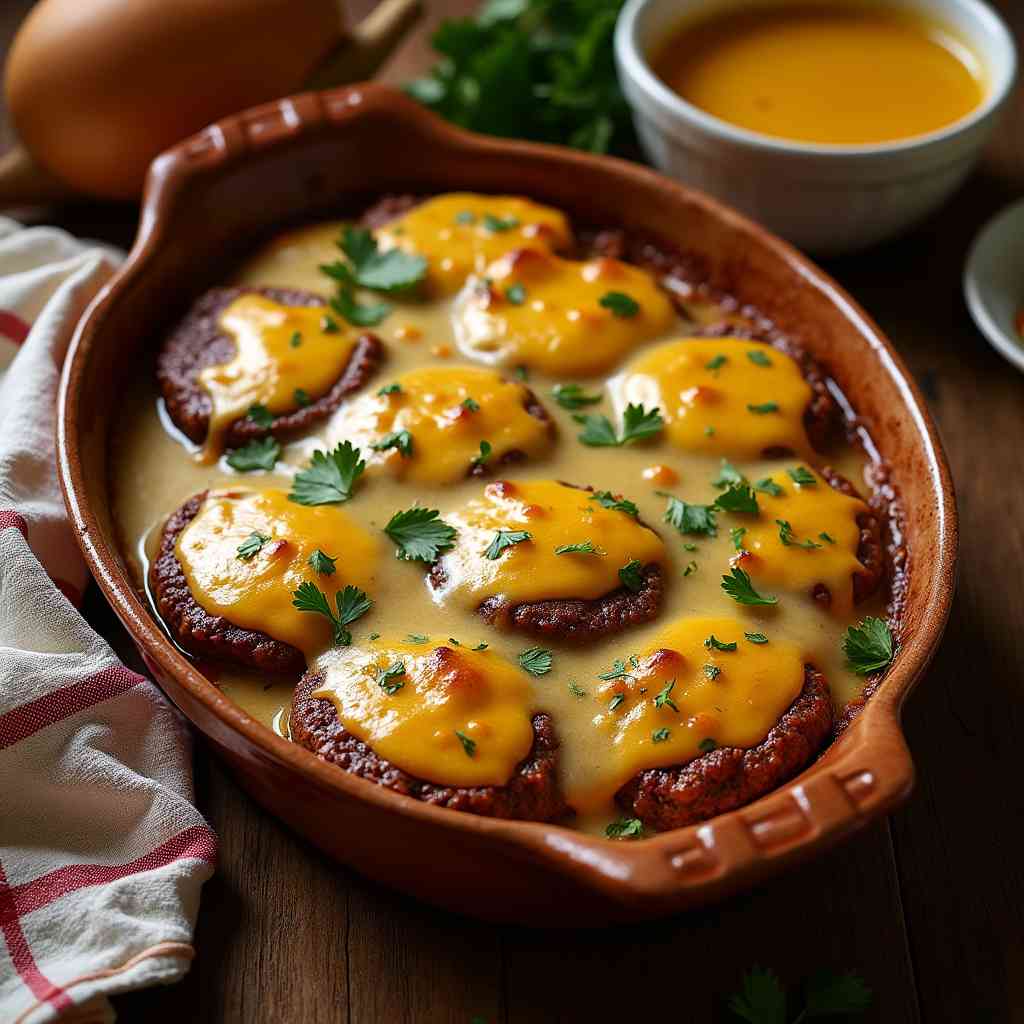 Amish hamburger steak bake