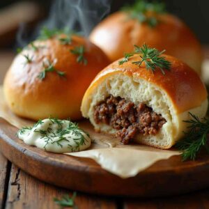 Mennonite Fleisch Perishke recipe 9 Delicious homemade Mennonite Fleisch Perishke with creamy dill sauce