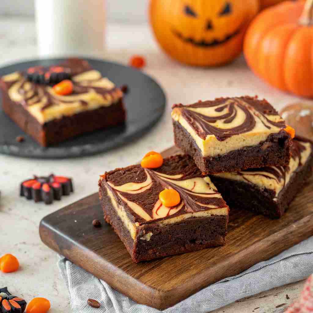 Halloween Swirl Cream Cheese Brownies