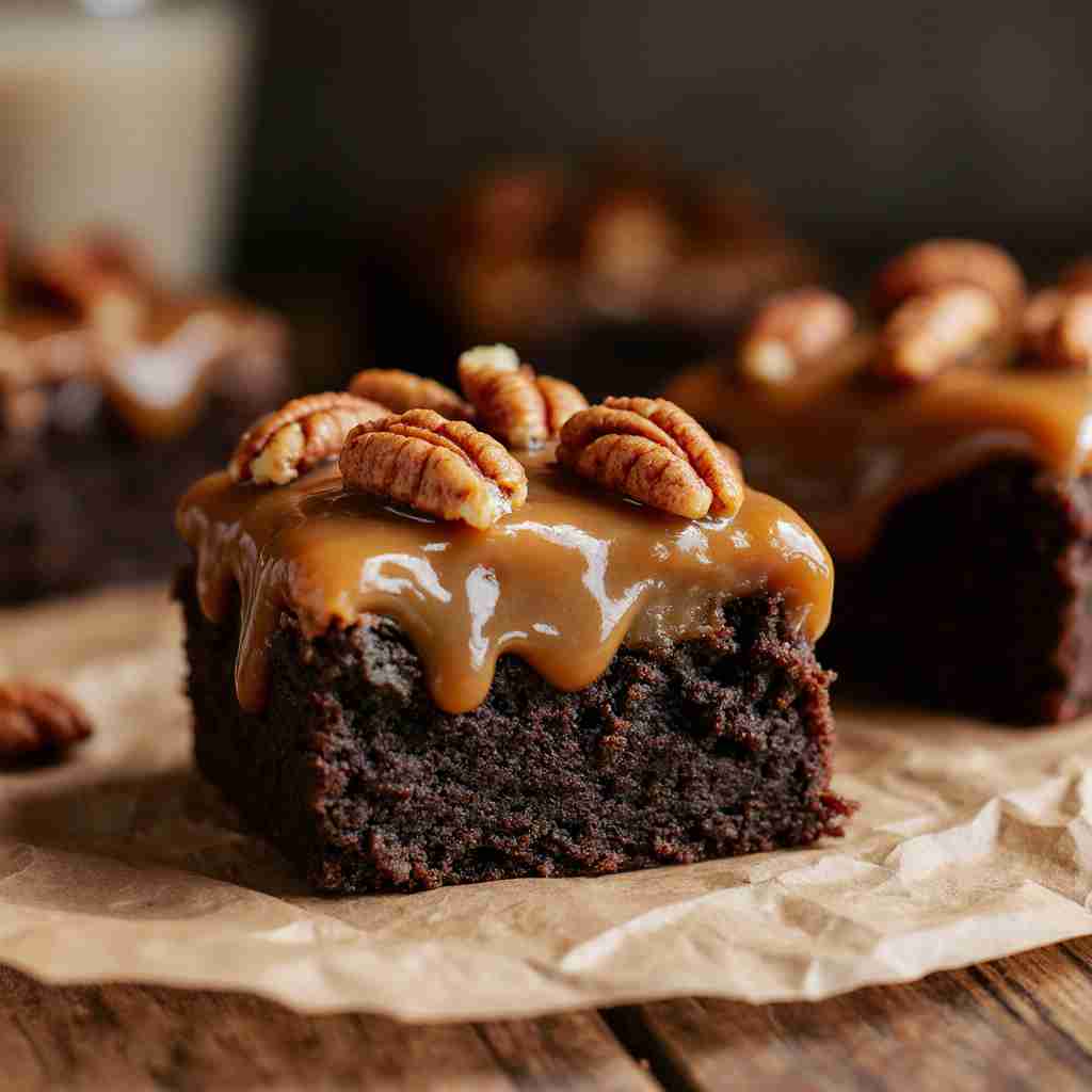 Healthy Caramel Pecan Brownies