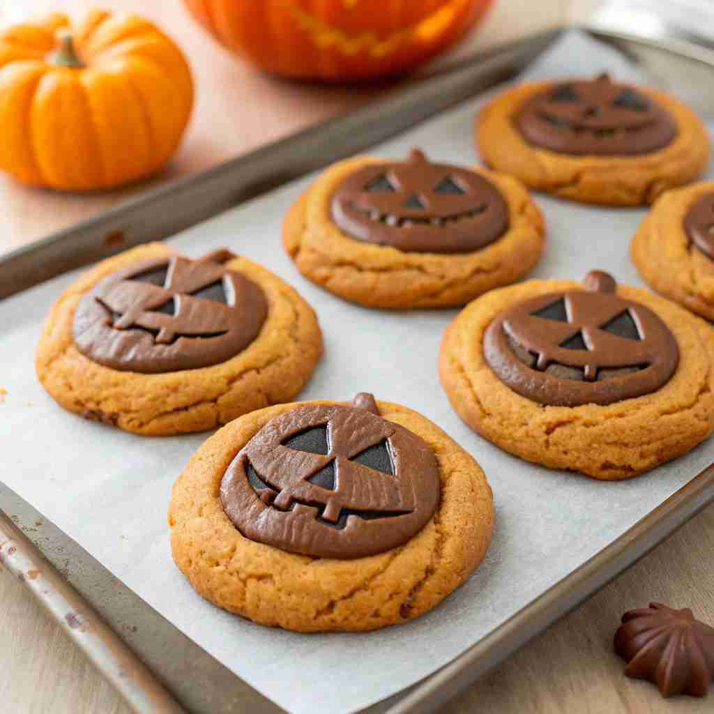 Milk Chocolate Stuffed Jack-O'-Lantern Cookies
