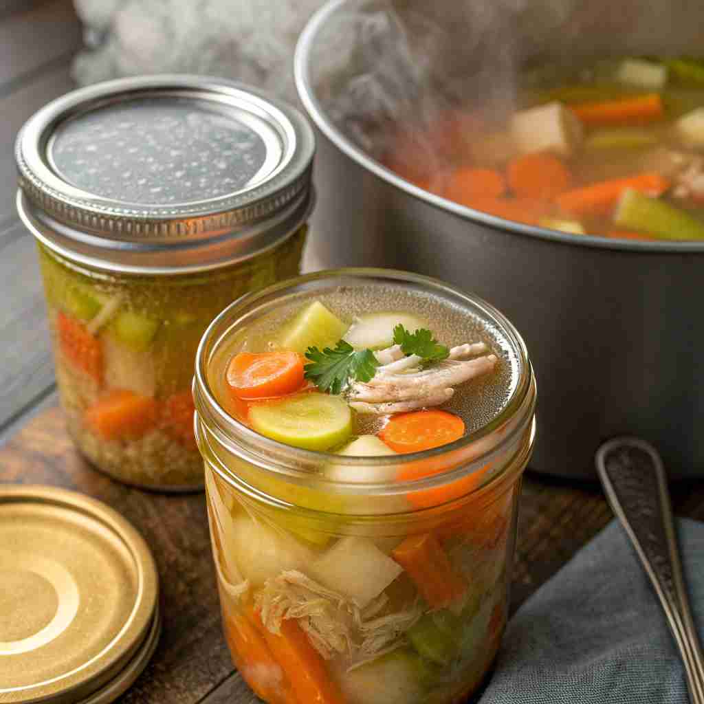 Canning Chicken Broth with Vegetables
