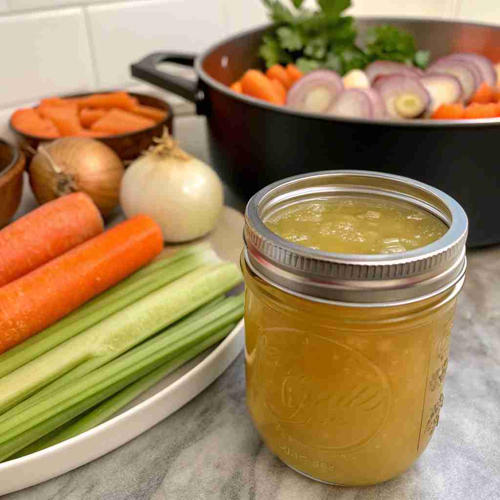 Canning Chicken Broth with Vegetables