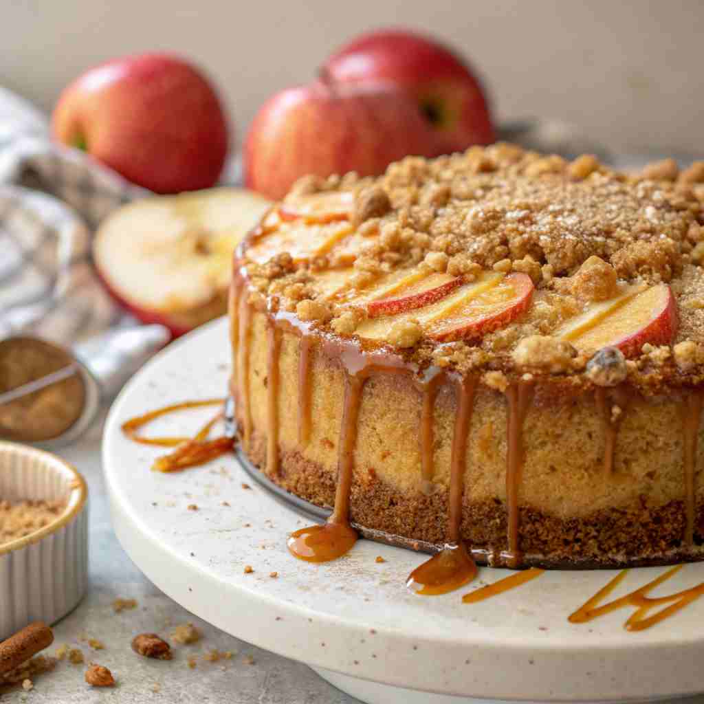 Apple Crumble Cake with Cinnamon Drizzle - Fall Breakfast Cake 1 Apple Crumble Cake with Cinnamon Drizzle