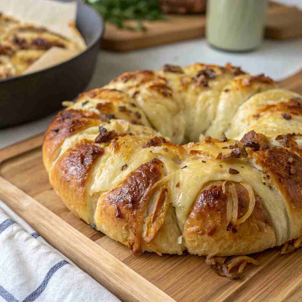 Caramelized Onion Gruyere Bread Wreath - Holiday Appetizer Bread 1 Caramelized Onion Gruyere Bread Wreath