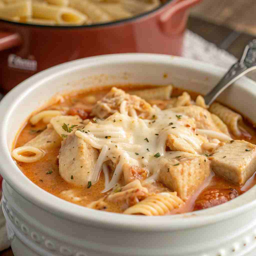 Crock Pot Creamy Chicken Parmesan Soup