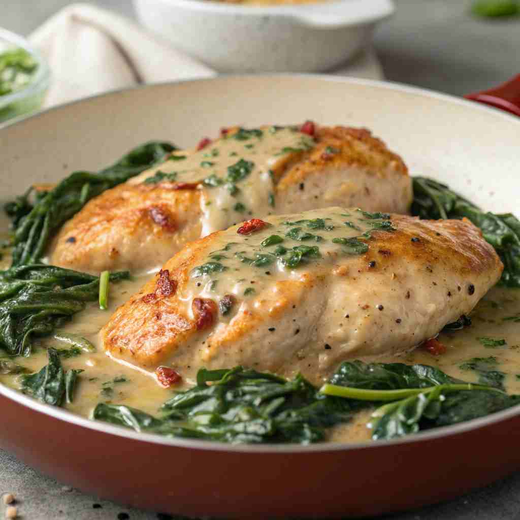 Smothered Chicken with Creamed Spinach - Southern Comfort 1 Smothered Chicken with Creamed Spinach