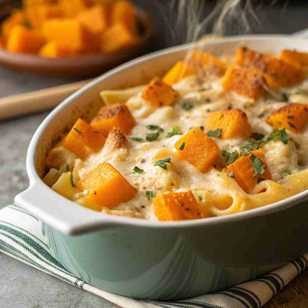 Butternut Squash Alfredo Pasta Bake - Healthier Creamy Casserole 1 Butternut Squash Alfredo Pasta Bake