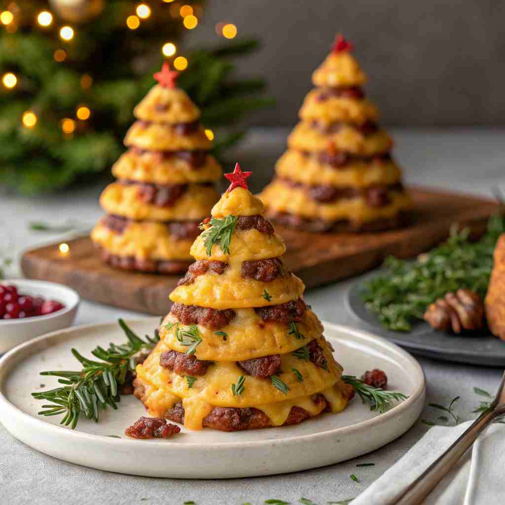 Cheddar and Beef Stuffed Christmas Trees