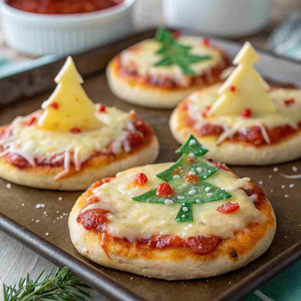 Cheesy Christmas Tree Mini Pizzas