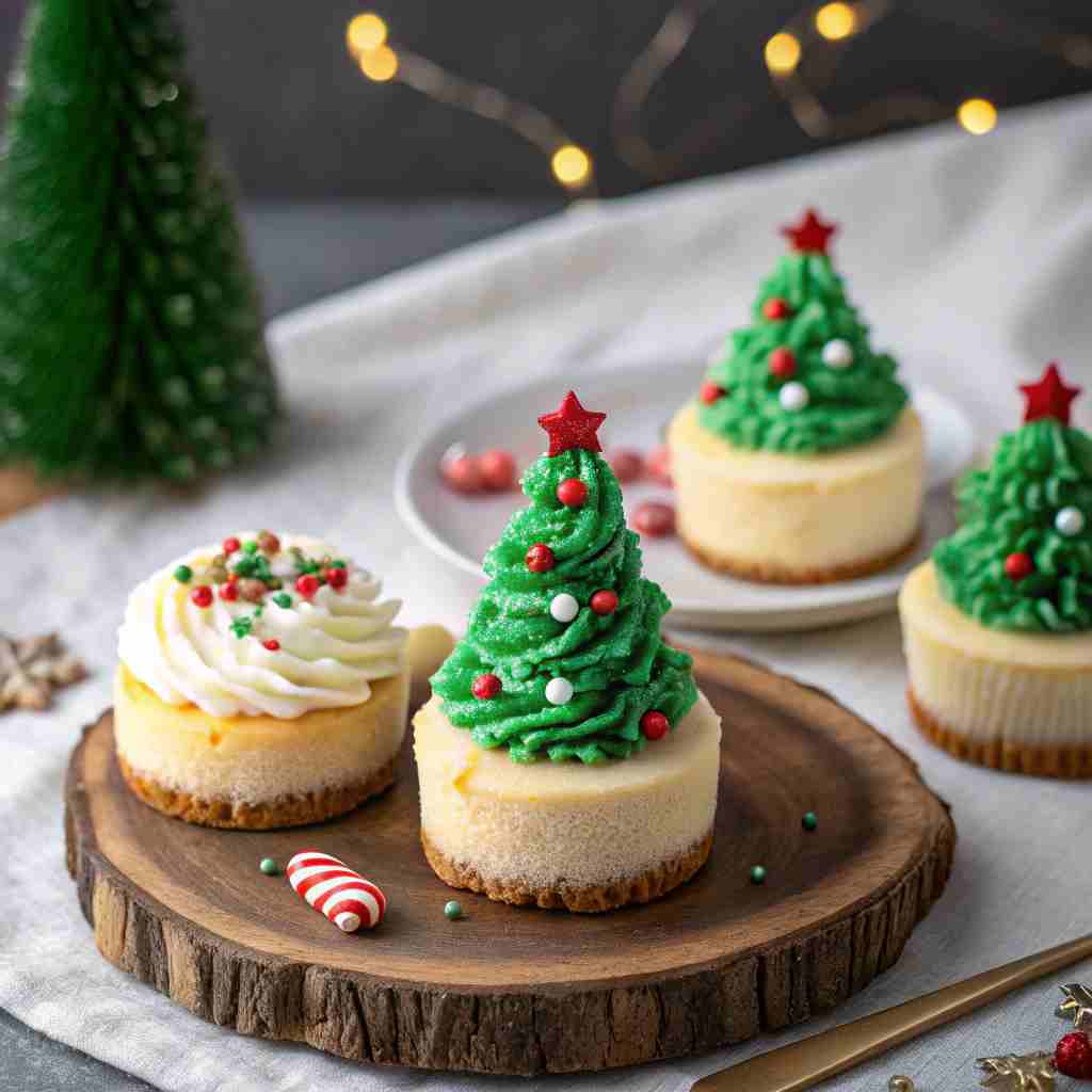 Christmas Mini Tree Cheesecakes