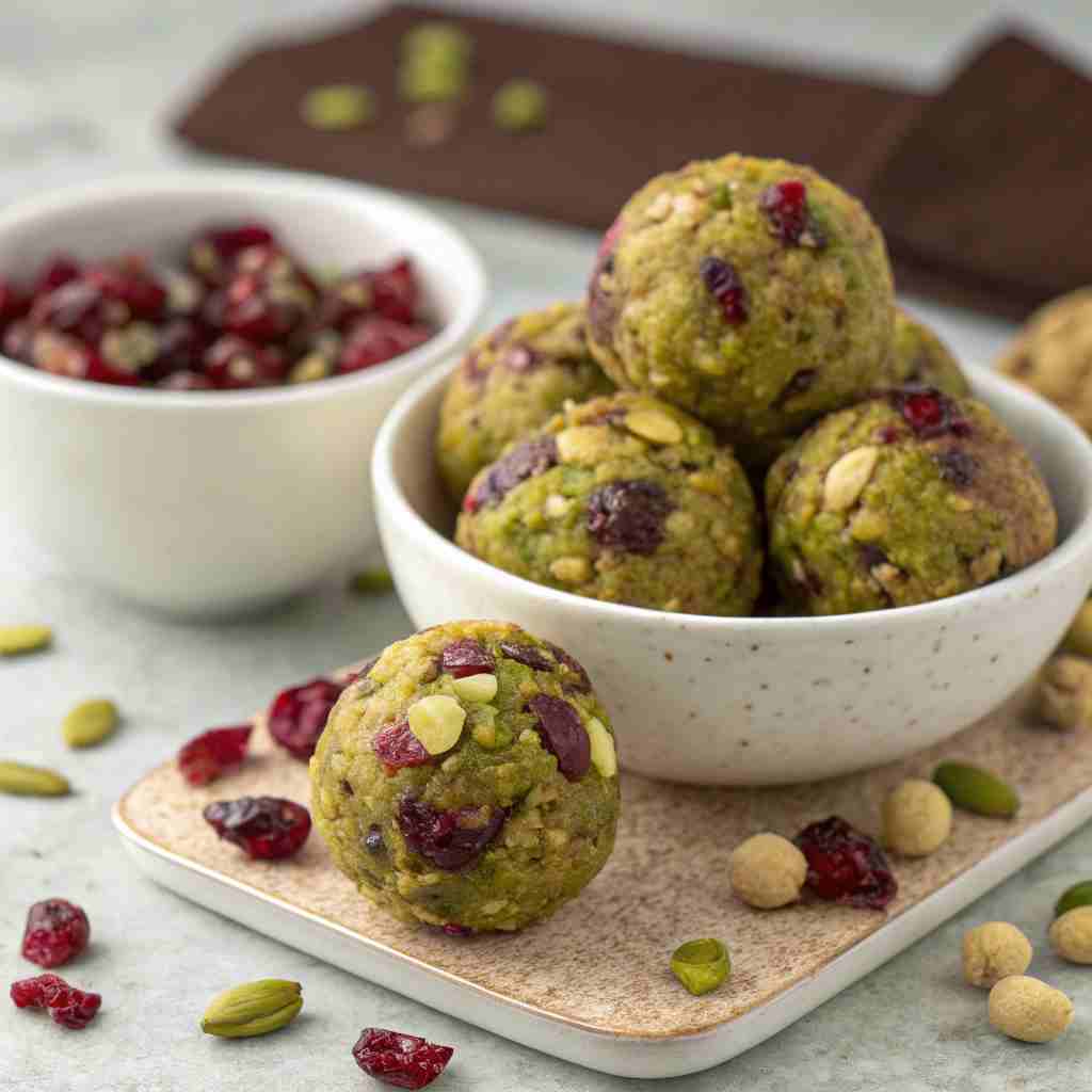 Cranberry Pistachio Bites - No-Bake Energy Balls 1 Cranberry Pistachio Bites
