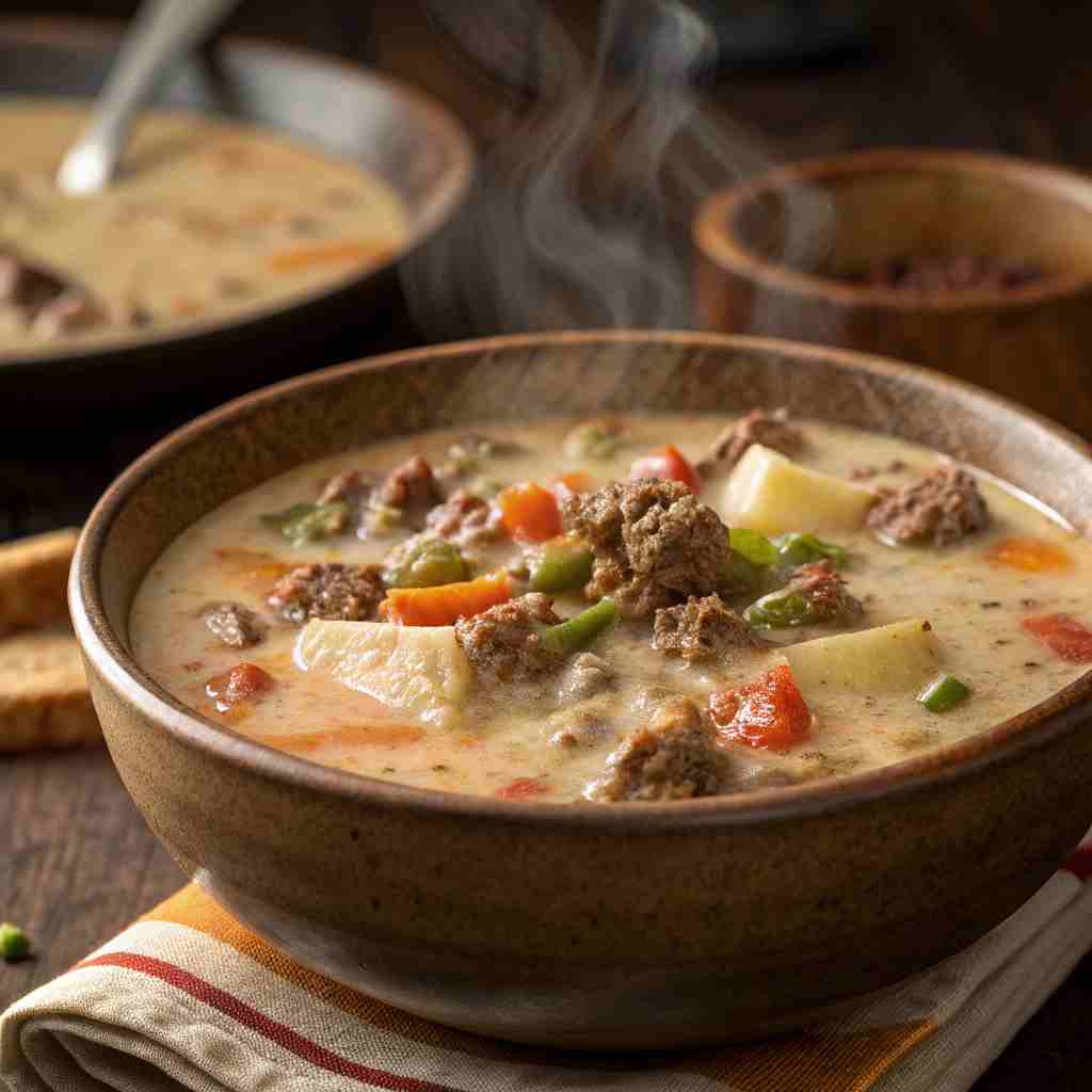Creamy Cowboy Soup - Hearty Ground Beef Recipe 1 Creamy Cowboy Soup