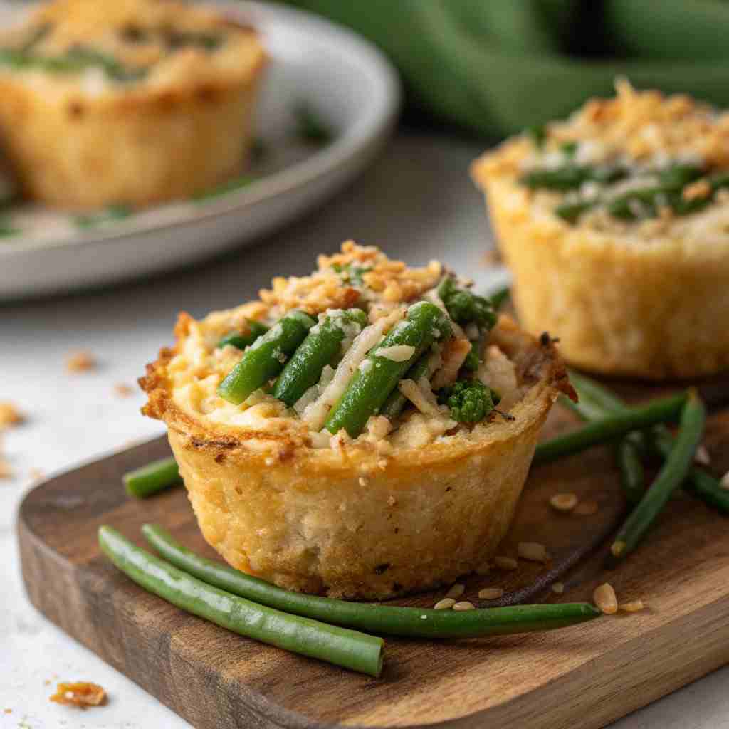 Garlic Parmesan Green Bean Casserole Cups