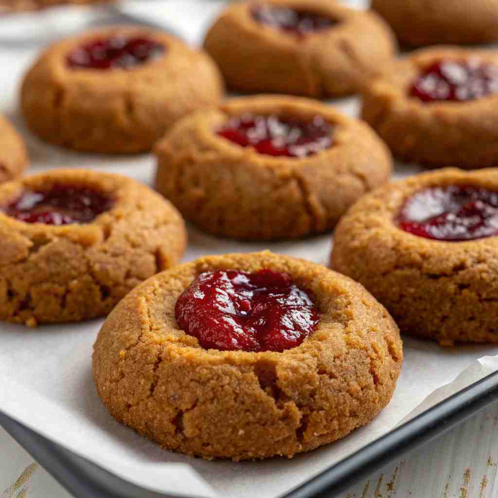 Gingerbread Thumbprint Cookies with Cranberry Jam