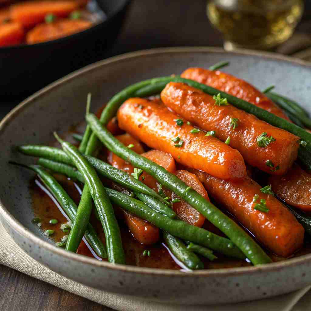 Honey Glazed Carrots and Green Beans - Sweet Vegetable Medley 1 Honey Glazed Carrots and Green Beans