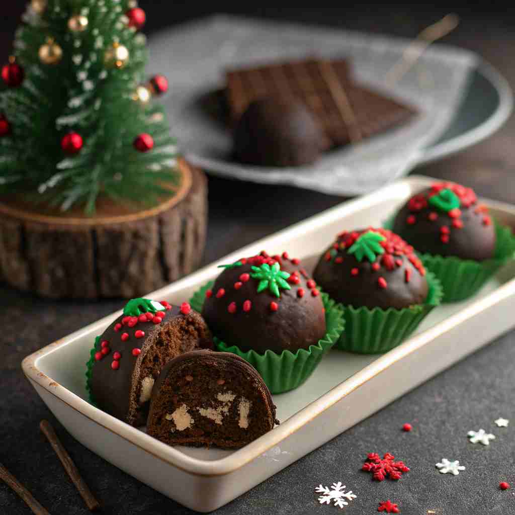 No Bake Christmas Tree Cake Truffles