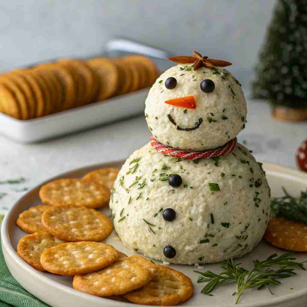 Ranch Snowman Cheeseball - Festive Holiday Cheese Spread 1 Ranch Snowman Cheeseball