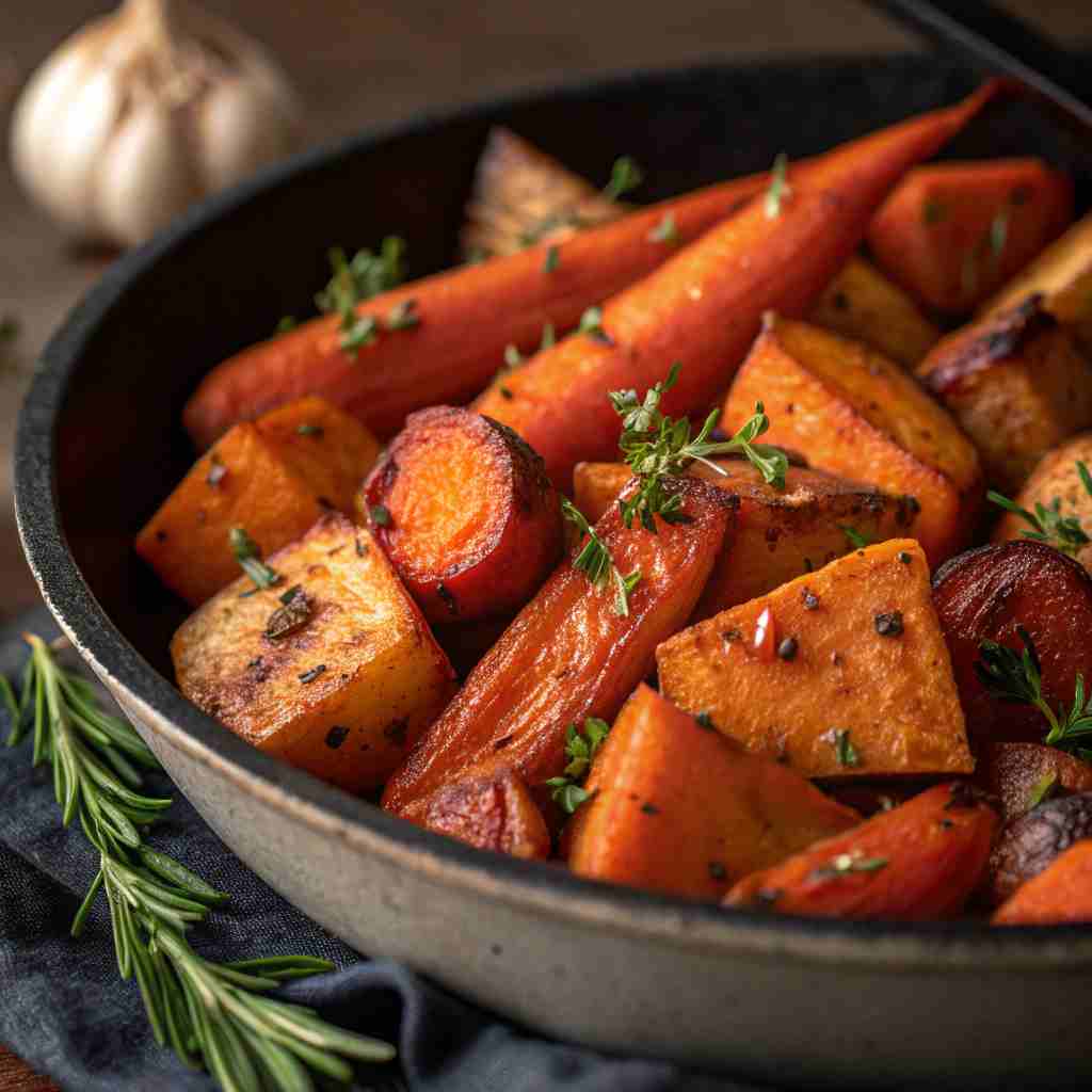 Roasted Sweet Potatoes and Carrots