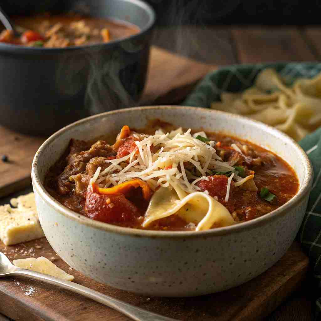 Slow Cooker Lasagna Soup - Set and Forget Crockpot 2 Slow Cooker Lasagna Soup