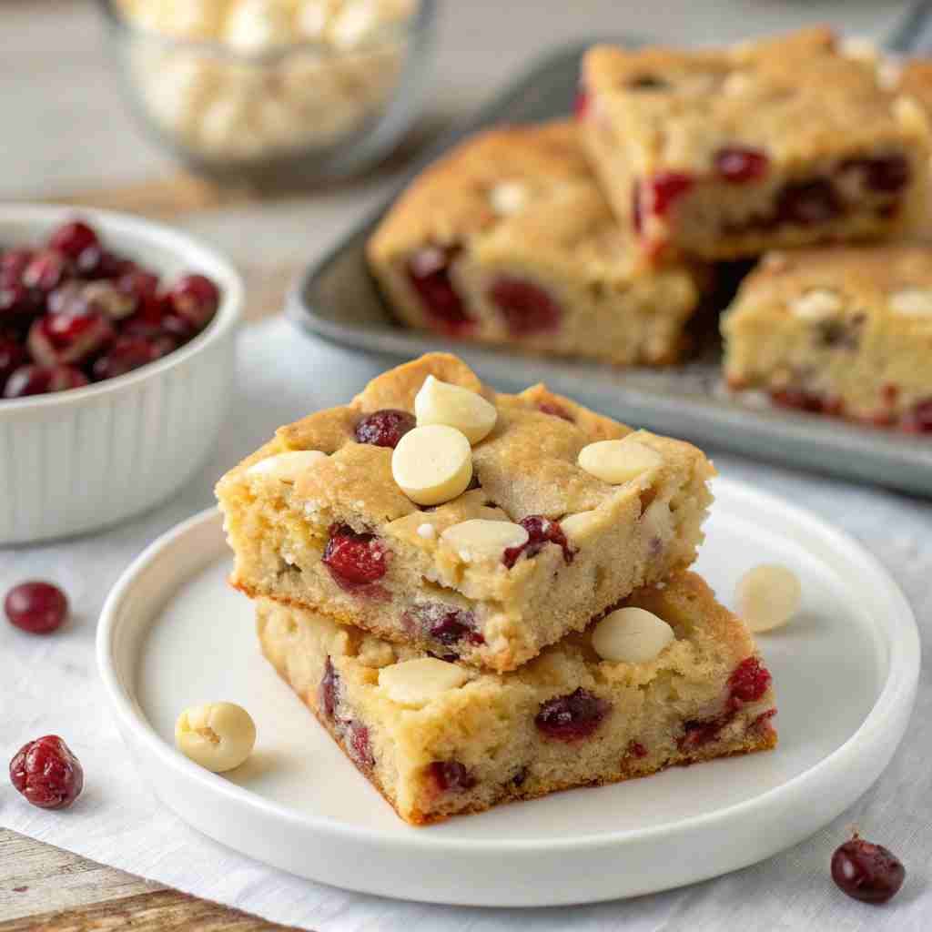 White Chocolate Cranberry Blondies - Festive Holiday Bars 1 White Chocolate Cranberry Blondies
