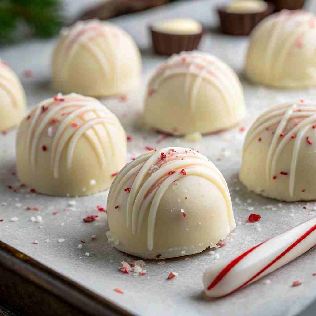 White Chocolate Peppermint Truffles - 4-Ingredient Christmas Candy 1 White Chocolate Peppermint Truffles