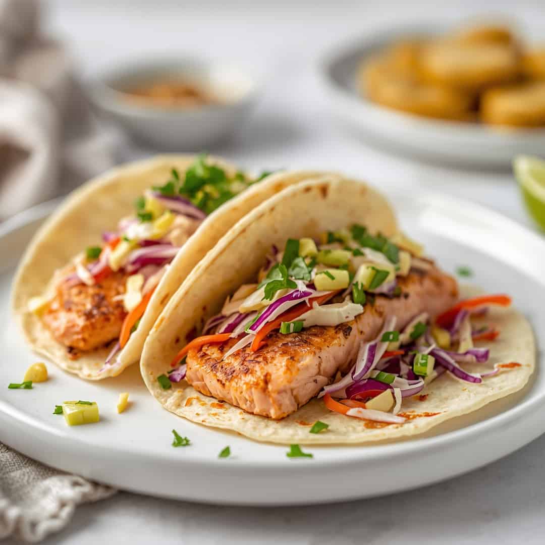 Best Air Fryer Salmon Tacos With Zesty Slaw 2 Best Air Fryer Salmon Tacos With Zesty Slaw