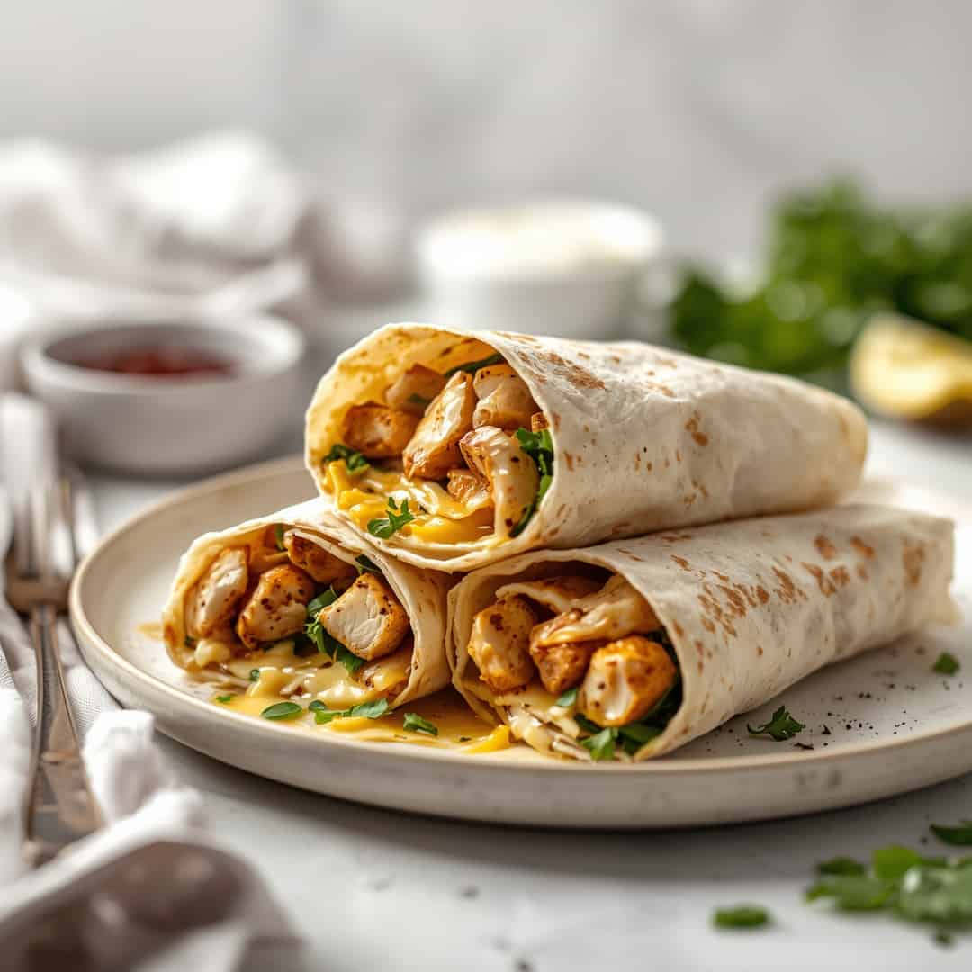Cheesy Garlic Chicken Wraps
