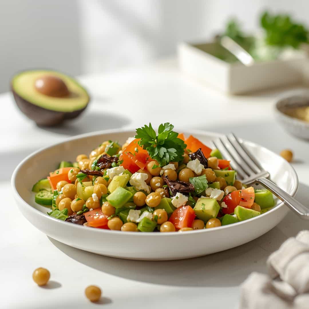 Chickpea Feta Avocado Salad