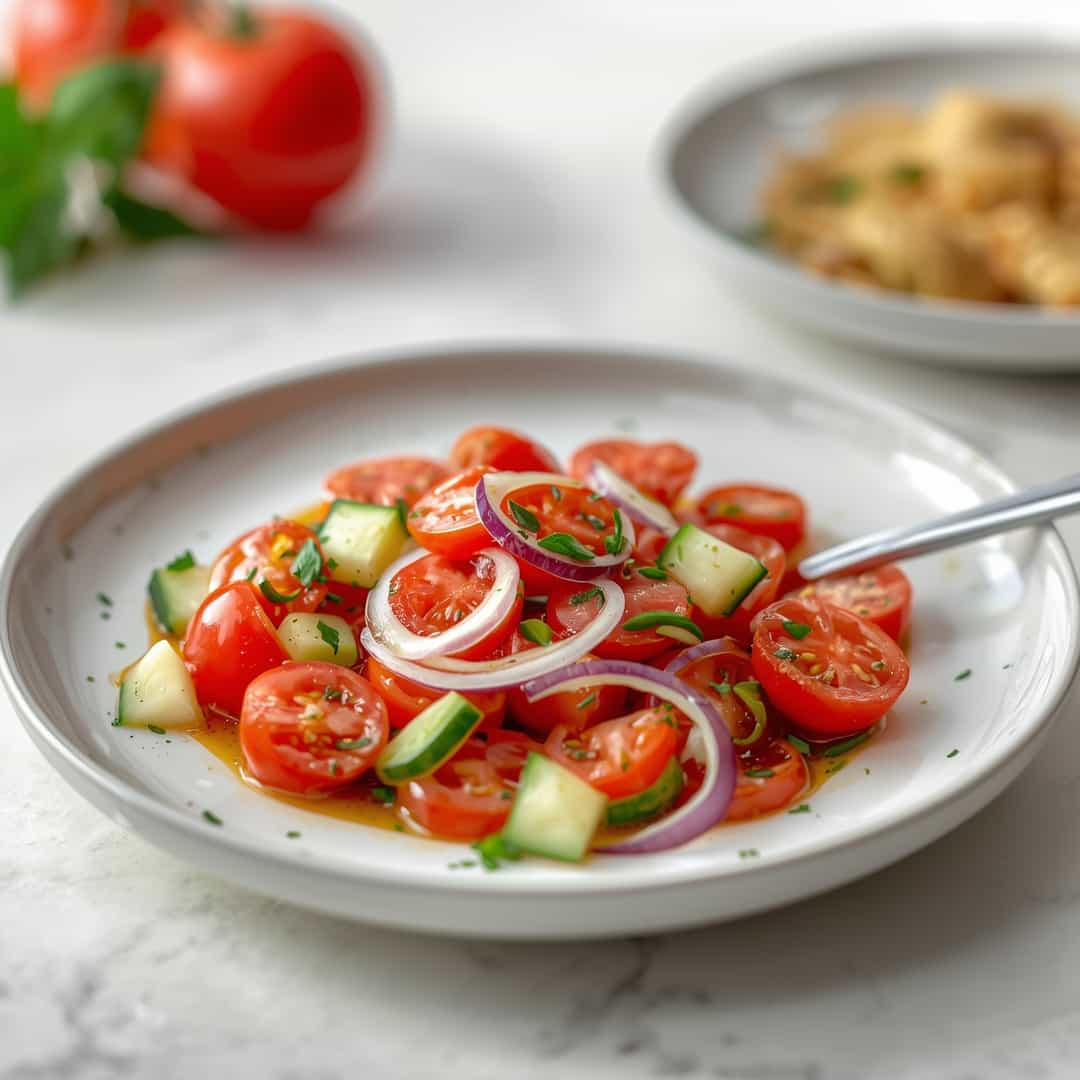 Classic Marinated Cucumber Tomato Onion Salad 2 Classic Marinated Cucumber Tomato Onion Salad