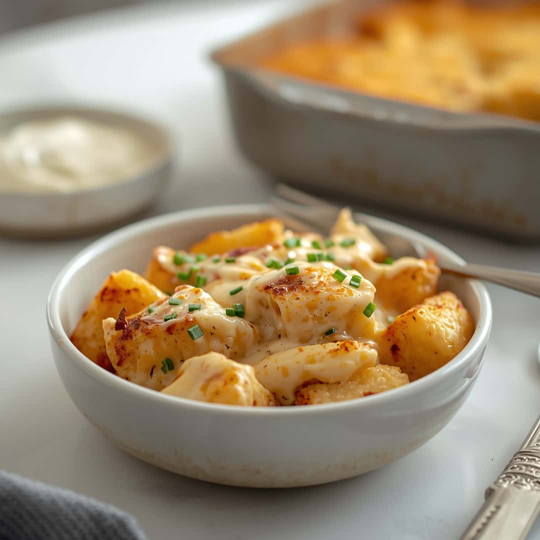 Cozy Chicken Alfredo Tater Tot Casserole