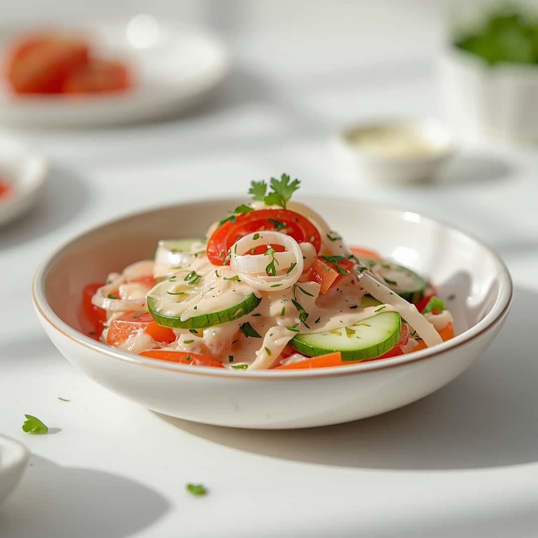 Creamy Cucumber Tomato Onion Salad