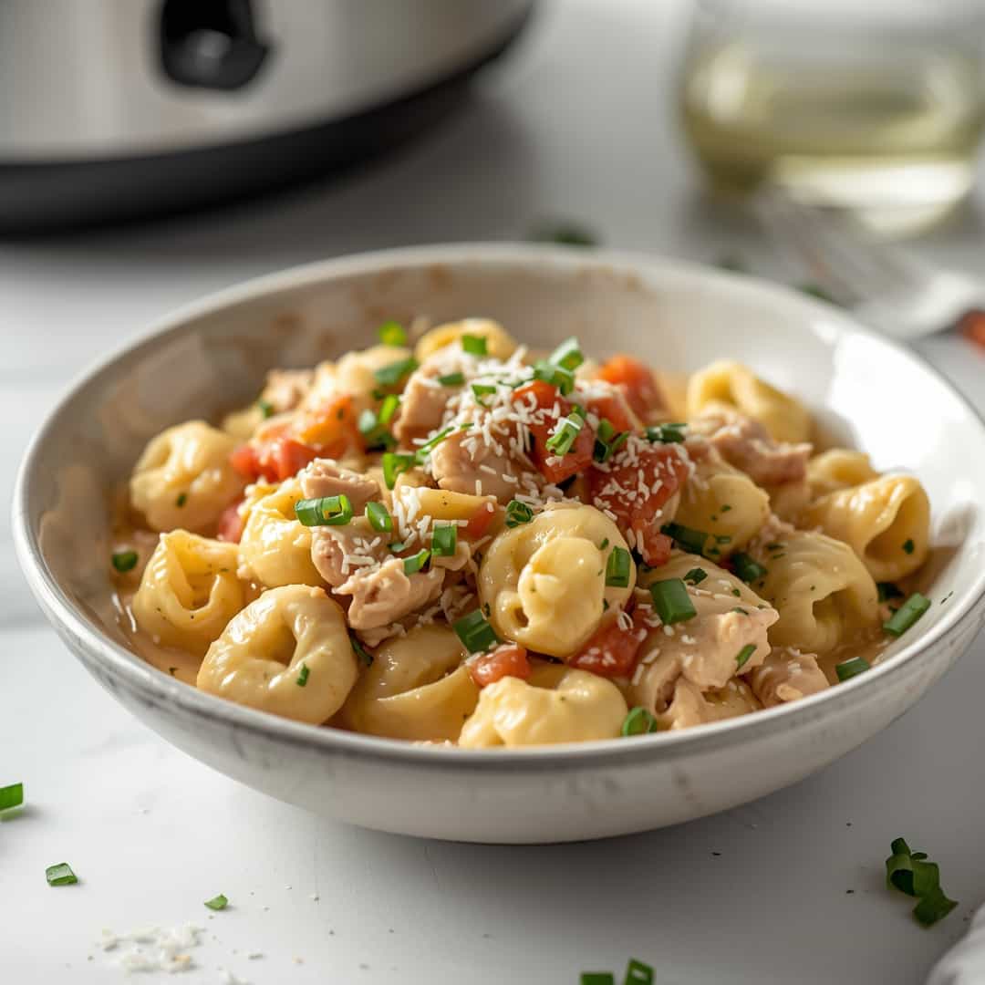 Creamy Easy CrockPot Chicken Tortellini