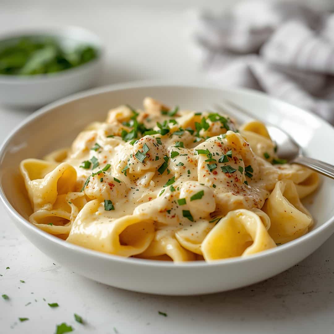 Crockpot Chicken Alfredo Tortellini