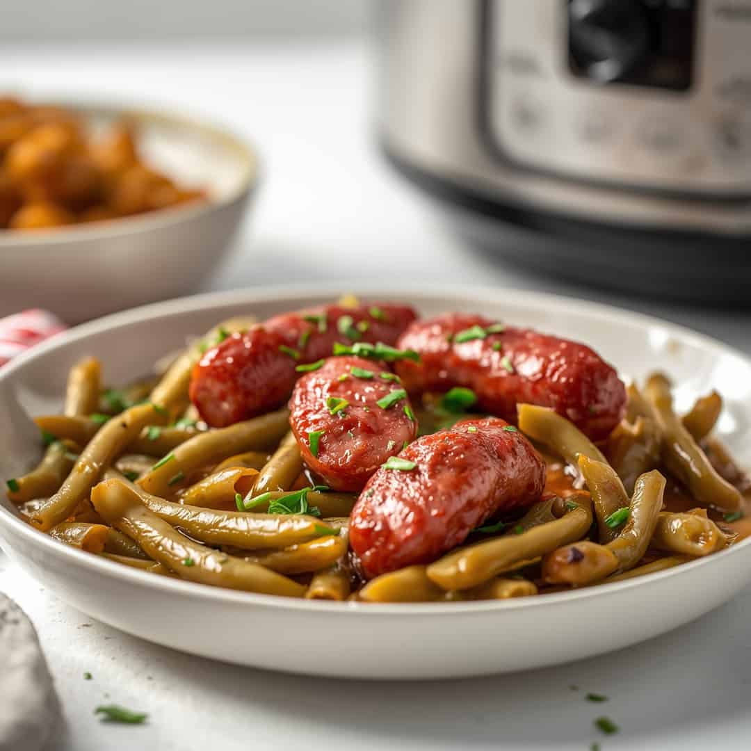 Crockpot Kielbasa and Green Beans