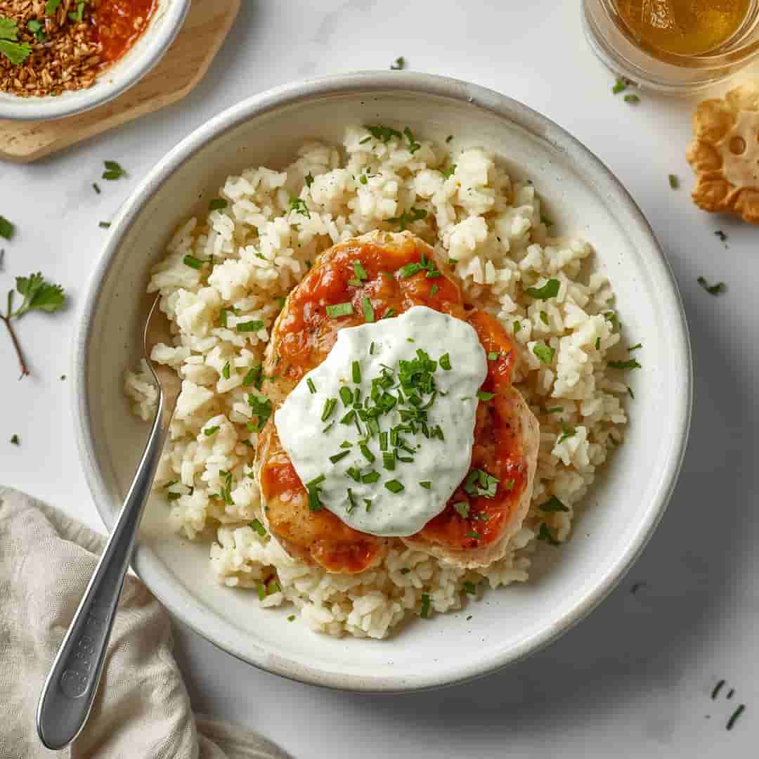 Dump-and-Bake Chicken Tzatziki Rice
