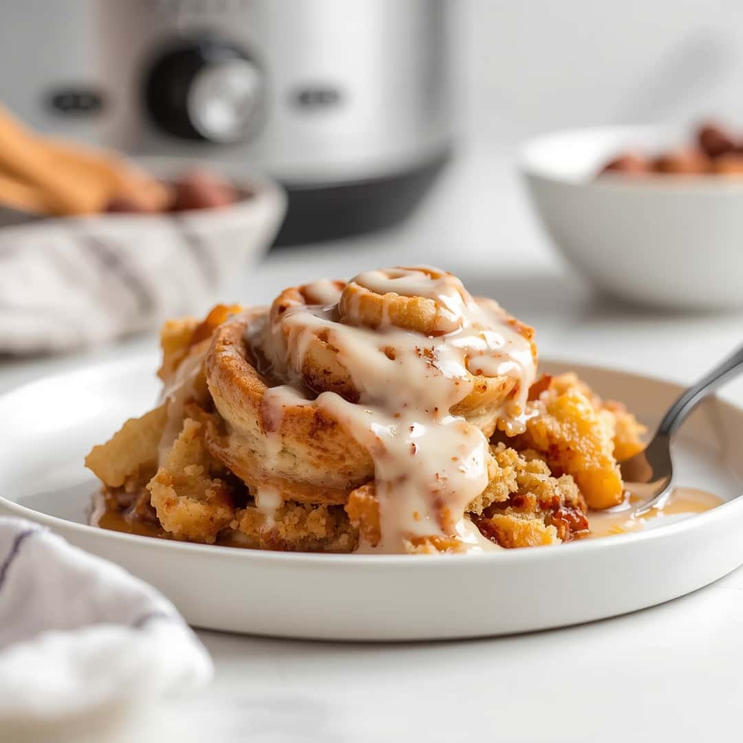 Easy Crockpot Cinnamon Roll Casserole 2 Easy Crockpot Cinnamon Roll Casserole