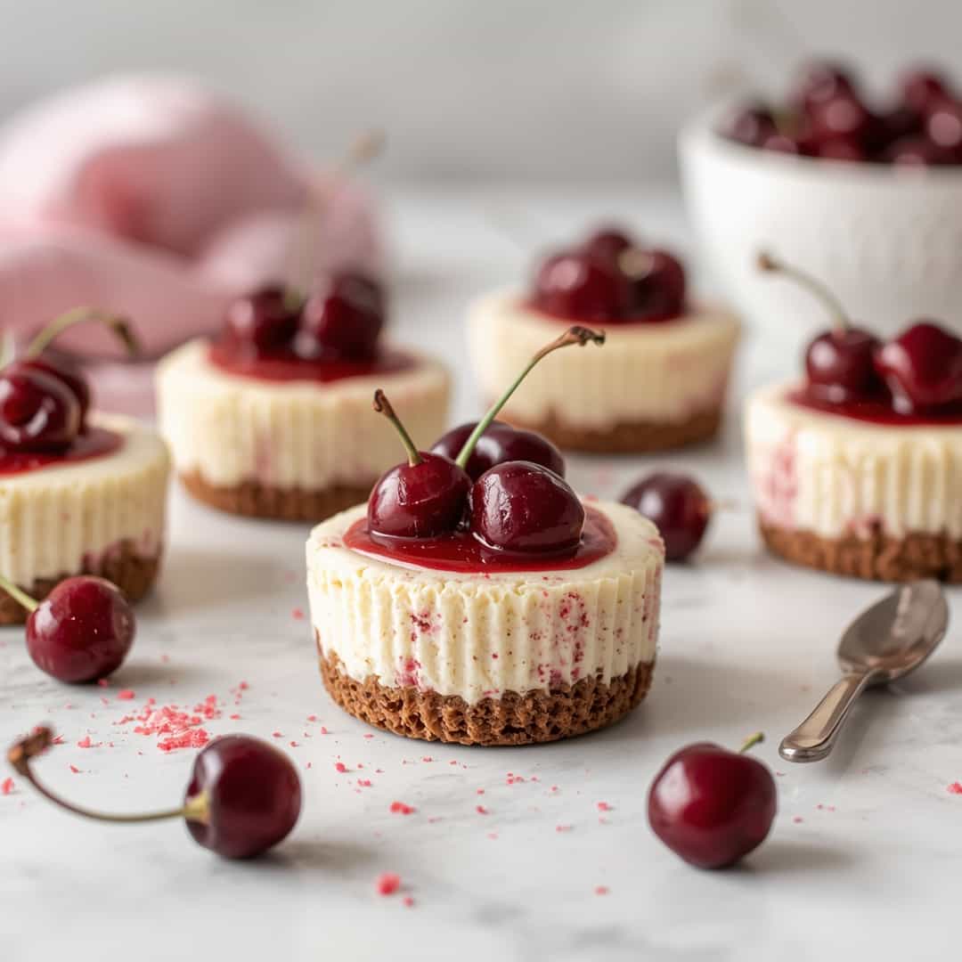 Easy Valentine's Day Mini Cherry Cheesecakes