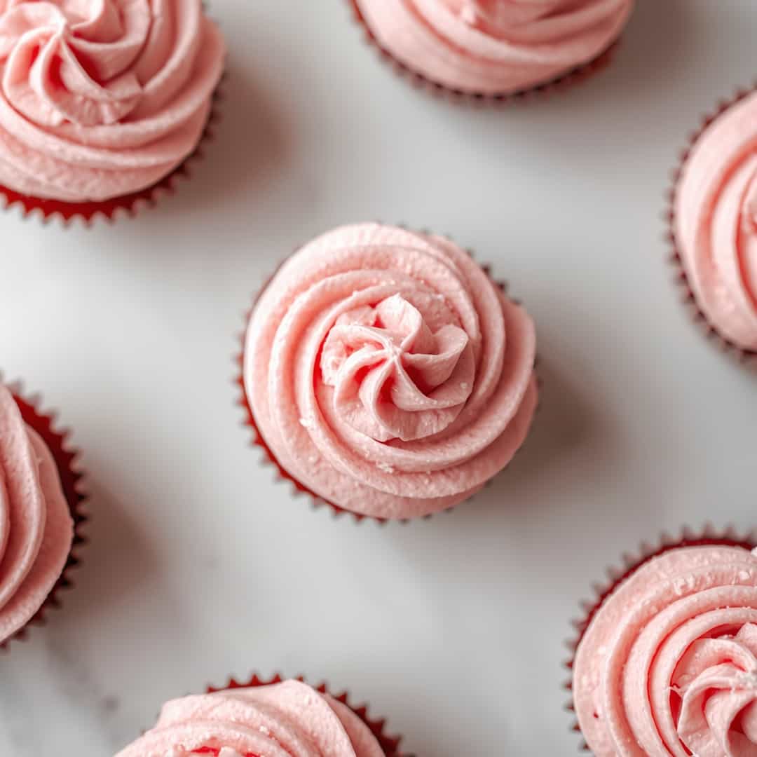 Fluffy Pink Velvet Cupcakes Vanilla Frosting
