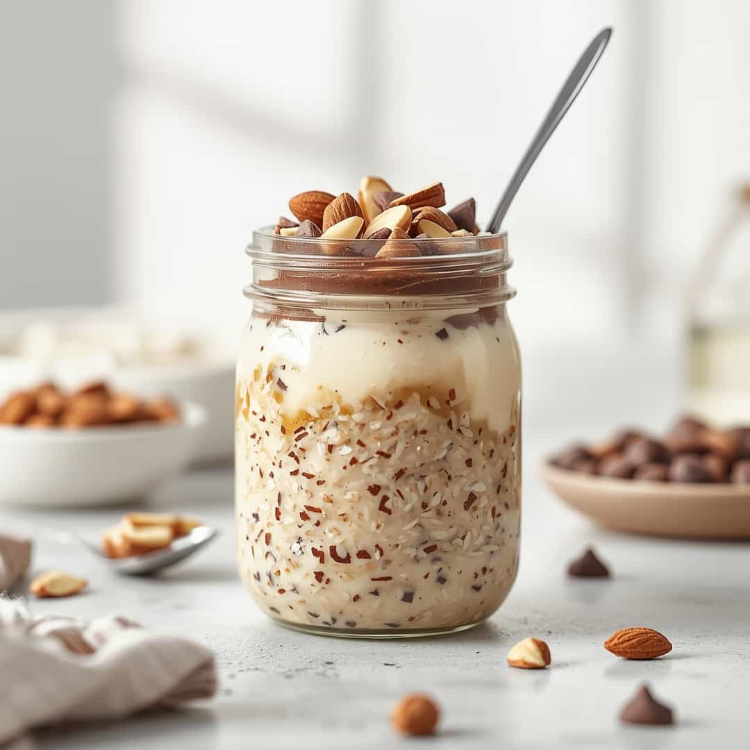 Healthy Almond Joy Overnight Oats