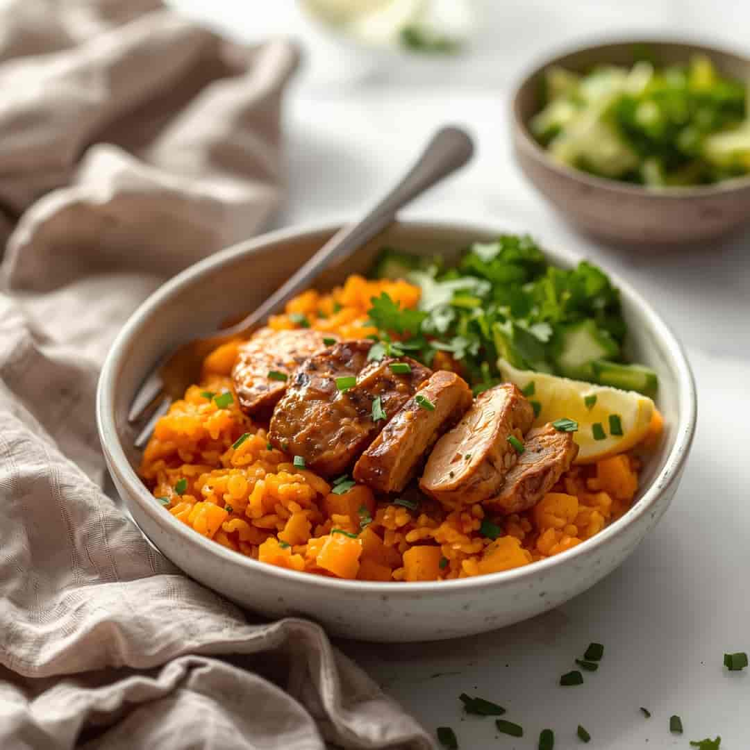 Healthy Chicken Sweet Potato Rice Bowl