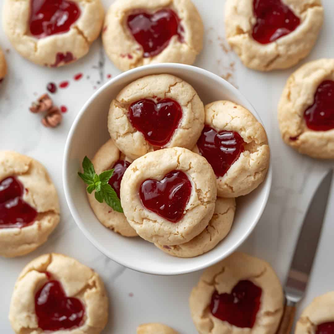 Heart Jam Thumbprint Cookies