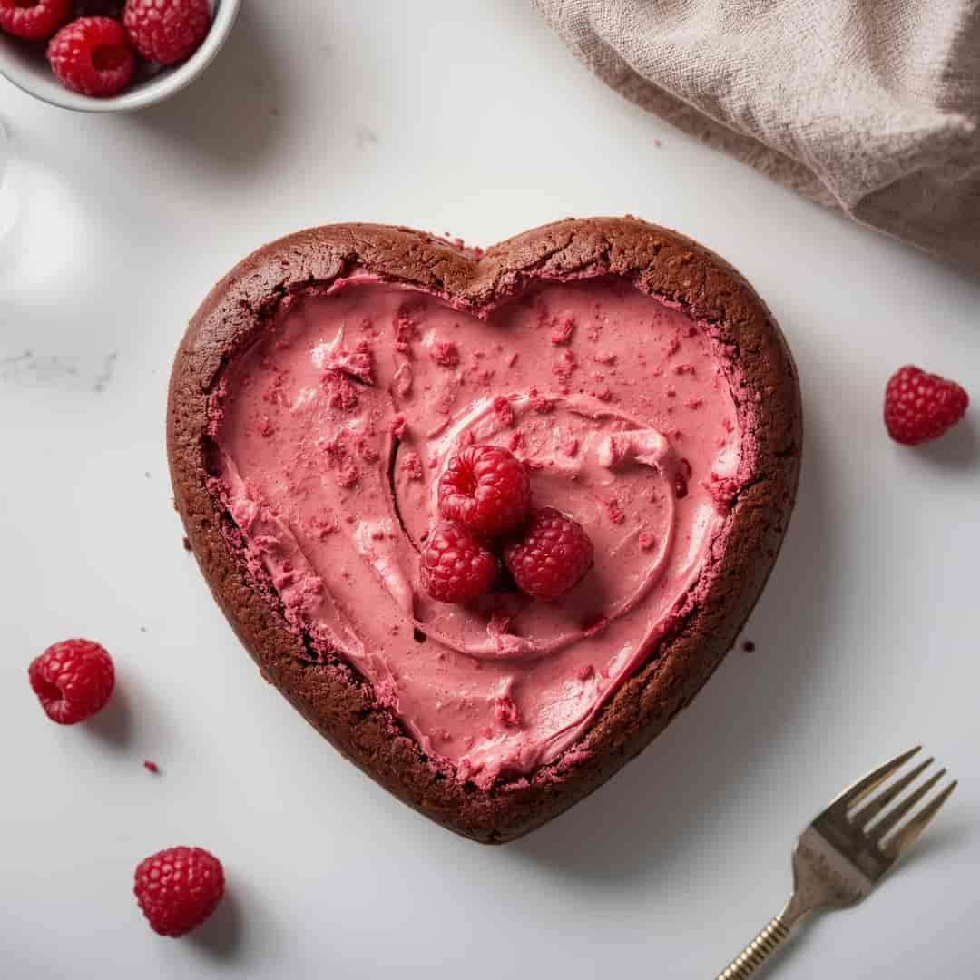 Heart Shaped Raspberry Mousse Brownie Base