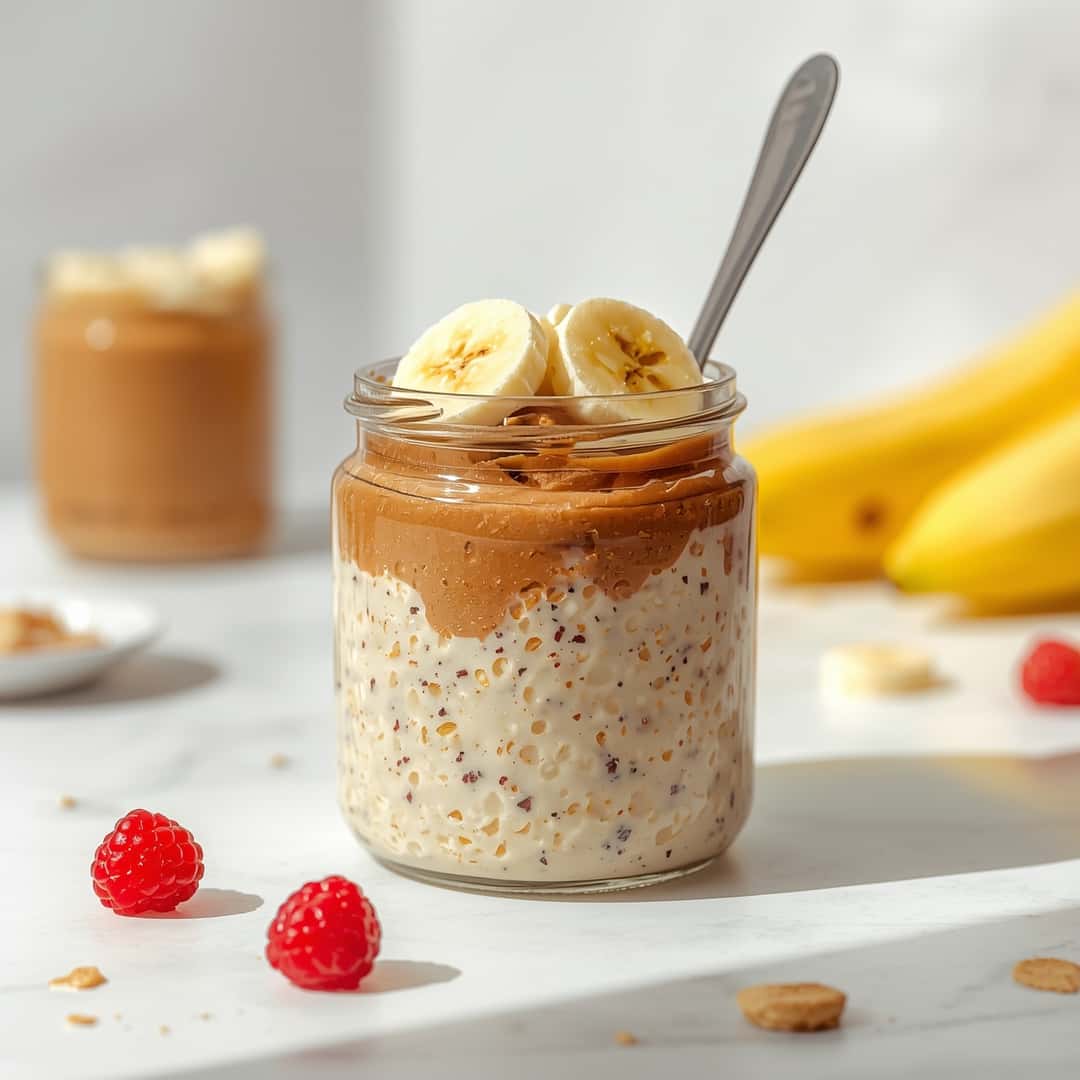 High Protein Peanut Butter Banana Overnight Oats