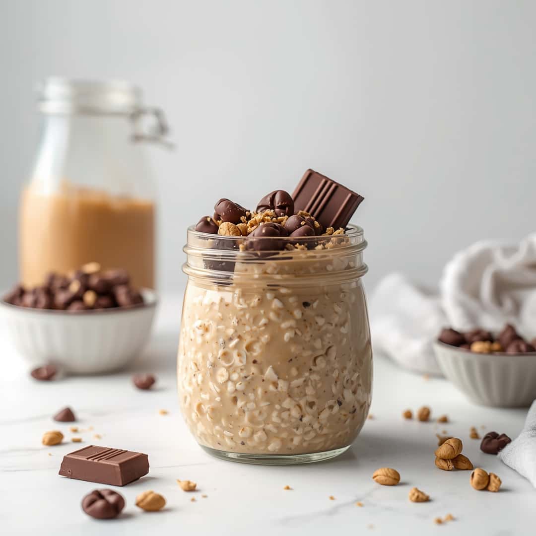 High Protein Peanut Butter Chocolate Overnight Oats
