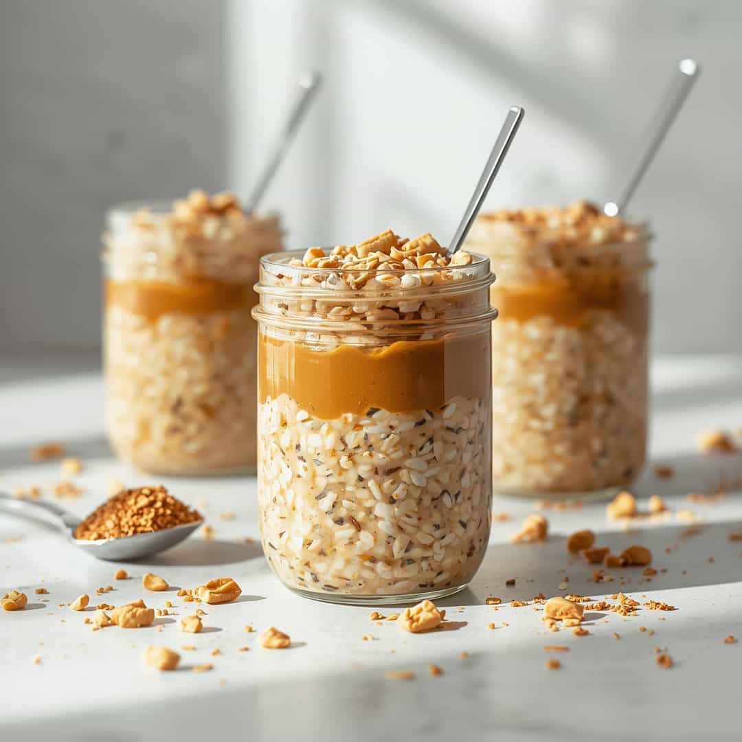 High Protein Peanut Butter Overnight Oats