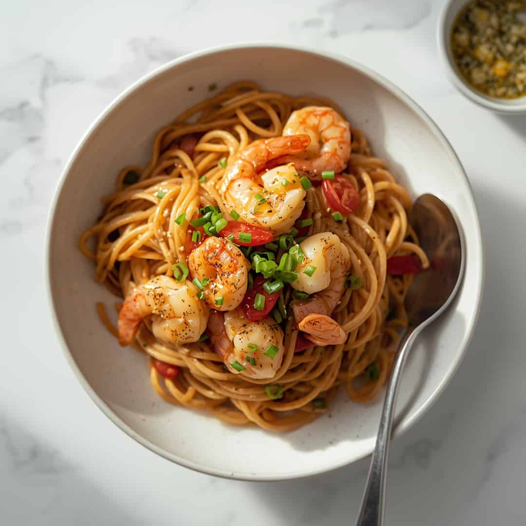 High-Protein Shrimp Stir Fry Noodles