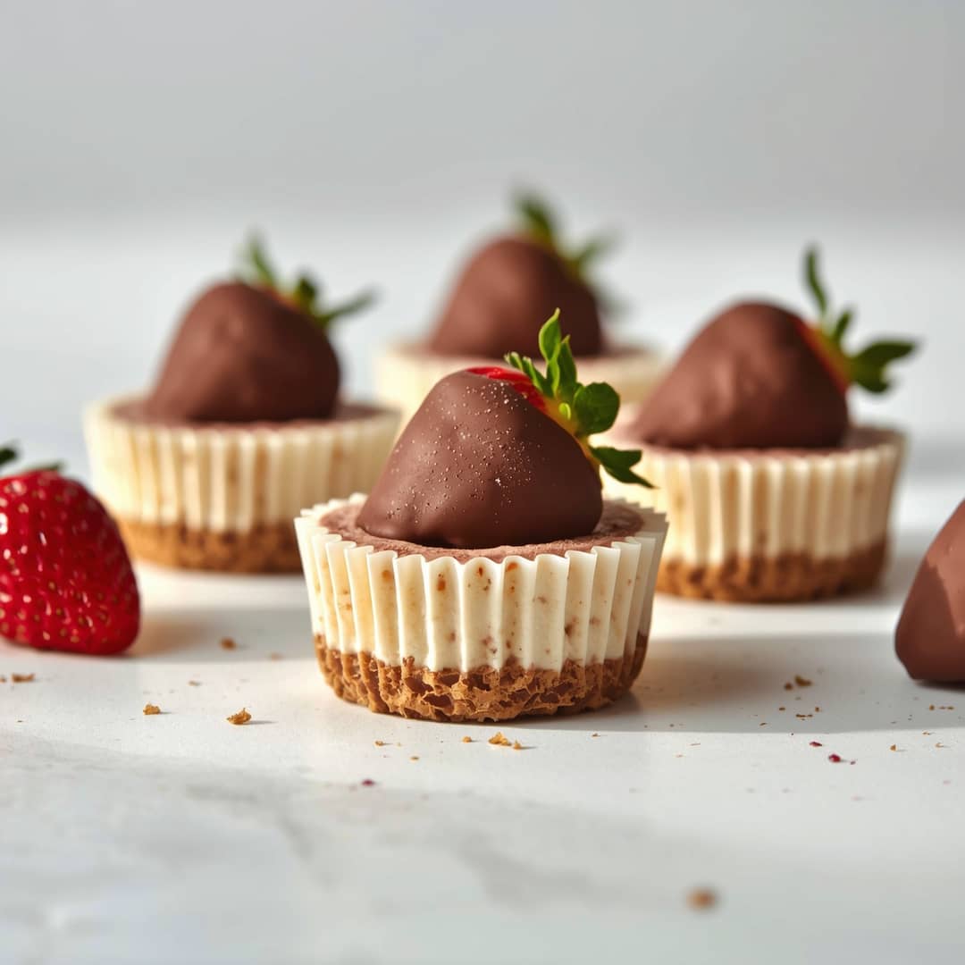 Mini Cheesecakes with Chocolate Covered Strawberries
