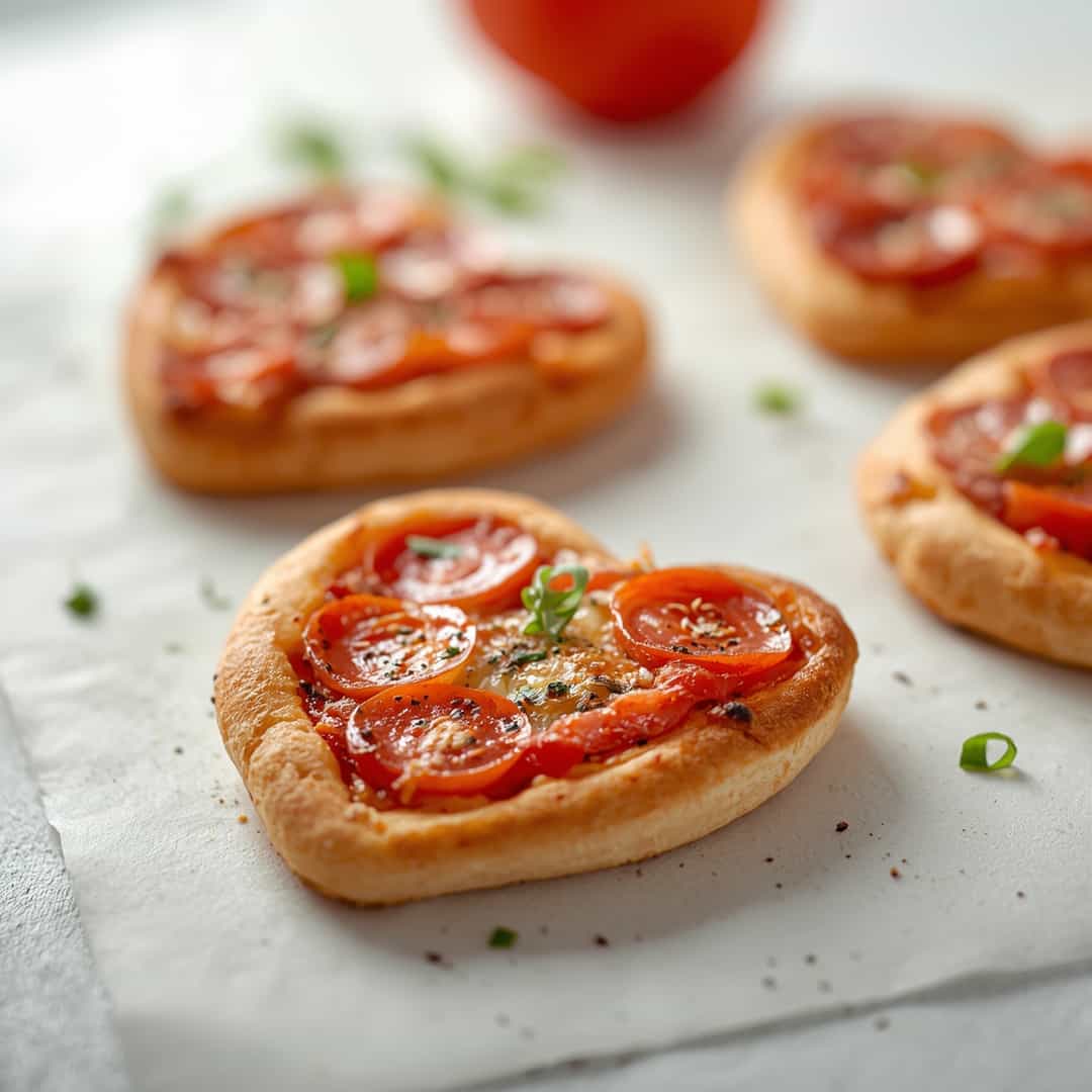 Mini Heart Pizzas for Valentine's Day 2 Mini Heart Pizzas for Valentine's Day